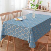 Toalha de Mesa Retangular Jacquard Colméia Azul e Dourado 6 Lugares