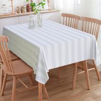 Toalha de Mesa Retangular Jacquard Listrado Branco 6 Lugares