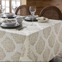 Toalha de Mesa Retangular Limpeza Prática Damask Medalhão - 6 Lugares - Naturalle