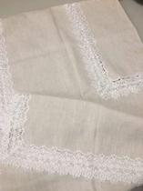 Toalha De Mesa Retangular Linho E Renda Mesa Da Clau-Un