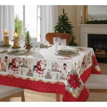 Toalha De Mesa Retangular Natalina Noel 6 Lugares 2,10x1,40m