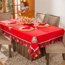 Toalha de Mesa Retangular para 6 Lugares Avulsa Bordada Natalina 2,20m x 1,50m - Decoração Natal Fim de Ano