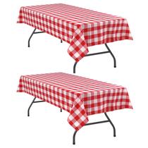 Toalha de mesa retangular quadriculada Hiasan, pacote com 2, 132x178cm, vermelha