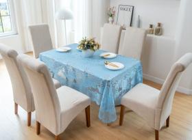 Toalha De Mesa Retangular Renda 6 Lugares Azul Toalha De Mesa Retangular Renda 6 Lugares Azul
