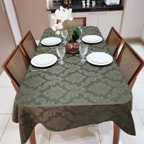 Toalha De Mesa Retangular Sala Jantar Jacquard 8 Lugares 2,50m x 1,35m - Verde Musgo