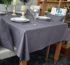 toalha de mesa retangular tecido oxford cinza 1,45x2,50