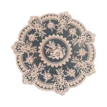 Toalha De Mesa Retro Francesa Bordada De 33cm, Guardanapo, Ornamento Para Copo De Café, Vaso,