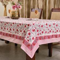 Toalha de mesa Ridhi 72x190 polegadas 100% algodão com estampa floral em bloco