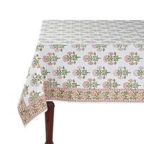 Toalha de mesa Ridhi Buta Peach com estampa manual em bloco de algodão 305x203 cm Toalha de mesa Ridhi Buta Peach com estampa manual em bloco de algodão 305x203 cm