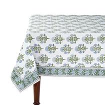 Toalha de mesa Ridhi Mughal Buta azul com estampa manual de algodão Toalha de mesa Ridhi Mughal Buta azul com estampa manual de algodão
