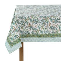 Toalha de mesa Ridhi Sage de algodão verde russo 406x183 cm Toalha de mesa Ridhi Sage de algodão verde russo 406x183 cm