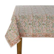 Toalha de mesa Ridhi Sassy Salmon Pink Hand Block Print Algodão Toalha de mesa Ridhi Sassy Salmon Pink Hand Block Print Algodão