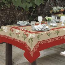 Toalha de Mesa Rústica Estampada Flores Para 4 Cadeiras - Orquídea