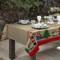 Toalha De Mesa Rústica Linho Natal 1,40x2,10 Papai Noel