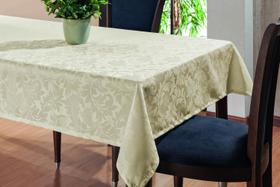 Toalha De Mesa Sala Jantar 1,45x1,35 em Tecido Jacquard Bege