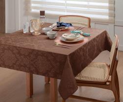 Toalha De Mesa Sala Jantar Quadrada Jacquard 4 Lugares Marrom