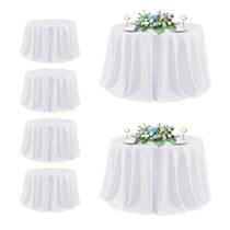 Toalha de mesa sancua branca redonda de 335 cm de diâmetro, poliéster, pacote com 6