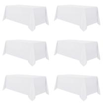 Toalha de mesa sancua de poliéster branco 90x132cm para mesa de 6 pés, 6 peças