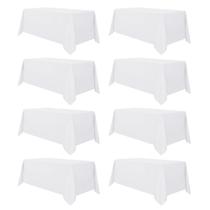 Toalha de mesa sancua de poliéster branco 90x132cm para mesa de 6 pés, 8 peças