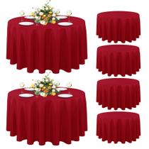 Toalha de mesa sancua, pacote com 6 unidades, 90", redonda, poliéster vermelho, resistente a manchas Toalha de mesa sancua, pacote com 6 unidades, 90", redonda, poliéster vermelho, resistente a manchas