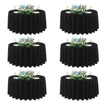 Toalha de mesa sancua redonda 120 cm de poliéster preto (pacote com 6)