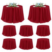 Toalha de mesa sancua redonda 305 cm vermelha, pacote com 8 unidades de poliéster