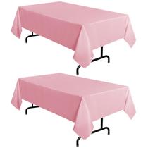 Toalha de mesa sancua rosa poliéster 152x259cm para mesa de 6 pés, pacote com 2