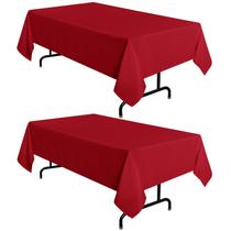 Toalha de mesa sancua vermelha de poliéster 152x259cm para mesa de 6 pés, pacote com 2