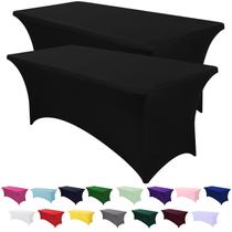 Toalha de mesa SEPARO, pacote com 2, 183 cm, preta, ajustada e elástica