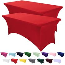 Toalha de mesa SEPARO, pacote com 2, 183 cm, vermelha, elástica, sem rugas