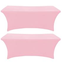 Toalha de mesa SEPARO, pacote com 2, capa de mesa ajustada em elastano rosa de 6 pés