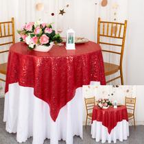 Toalha de mesa ShinyBeauty Red Sequin 36x36cm para casamento, pacote com 2