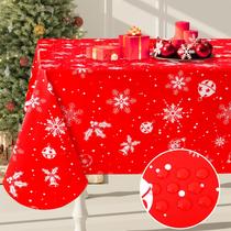 Toalha de mesa Smiry 132x178 cm Impermeável de Natal Vermelha e Branca Toalha de mesa Smiry 132x178 cm Impermeável de Natal Vermelha e Branca