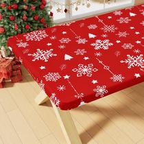 Toalha de mesa Smiry 30x72", elástico impermeável, floco de neve de Natal Toalha de mesa Smiry 30x72", elástico impermeável, floco de neve de Natal