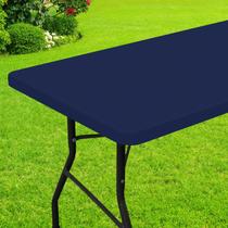 Toalha de mesa Smiry impermeável com elástico azul-marinho 76 x 152 cm Toalha de mesa Smiry impermeável com elástico azul-marinho 76 x 152 cm