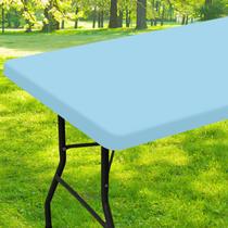 Toalha de mesa Smiry impermeável, elástica, ajustada para mesa de 8 pés, azul claro