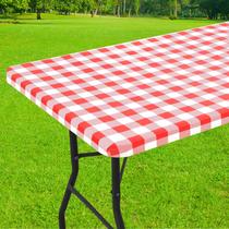 Toalha de mesa Smiry Retangle Picnic impermeável, mesa de 6 pés branca