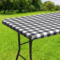 Toalha de mesa Smiry Retangular Impermeável 180x75cm Preto Branco