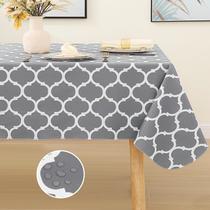Toalha de mesa Smiry, vinil impermeável, 152 x 213 cm, retangular, cinza
