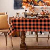 Toalha de mesa Softalker Halloween Laranja Quadriculada 137x203 cm