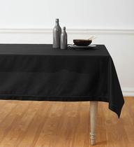 Toalha de mesa Solino Home, algodão, linho, bainha, 183x137cm, preta