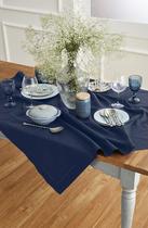 Toalha de mesa Solino Home Navy Cotton Linen 132x132cm Lavar à máquina