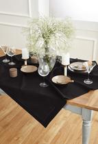 Toalha de mesa Solino Home preta de algodão e linho 132x132cm quadrada