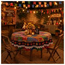 Toalha de Mesa Sublimada Redonda Festa Junina Arraia São João Xadrez Variadas 140x140cm