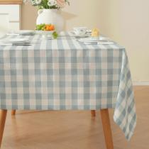 Toalha de mesa também quadriculada retangular, algodão, linho, azul, 60x106cm