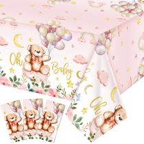 Toalha de mesa Tatuo Teddy Bear Baby Shower Plastic 137 x 274 cm, pacote com 3