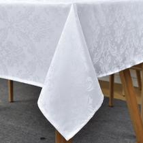 Toalha de Mesa Tecido Jacquard 6 Lugares Retangular Elegante BRANCA