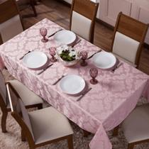 Toalha de Mesa Tecido Jacquard 6 Lugares Retangular Elegante ROSÊ