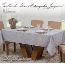 Toalha de Mesa Tecido Jacquard 6 Lugares Retangular Varias Cores CINZA