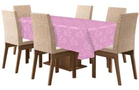 Toalha De Mesa Tecido Jacquard 8 Lugares - Rosa